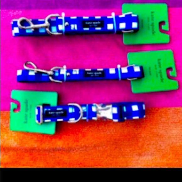 kate spade Other - 💙 5 Kate Spade ♠️Preppy Pup accessories checkered blue and white truly fun! 🤩🐶
